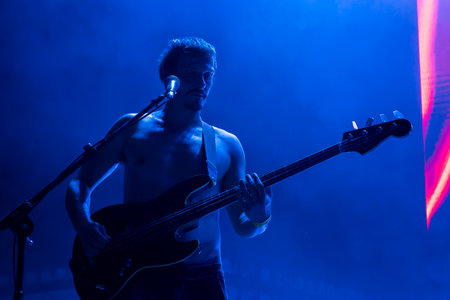 FARO, PORTUGAL: 5th SEPTEMBER, 2024 - Music artist, Baleia Baleia Baleia performs on Festival F, a big festival on the city of Faro, Portugal.のeditorial素材