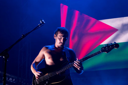 FARO, PORTUGAL: 5th SEPTEMBER, 2024 - Music artist, Baleia Baleia Baleia performs on Festival F, a big festival on the city of Faro, Portugal.のeditorial素材