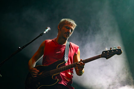 FARO, PORTUGAL: 5th SEPTEMBER, 2024 - Music artist, Baleia Baleia Baleia performs on Festival F, a big festival on the city of Faro, Portugal.のeditorial素材