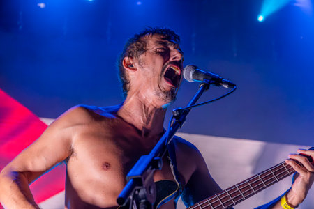 FARO, PORTUGAL: 5th SEPTEMBER, 2024 - Music artist, Baleia Baleia Baleia performs on Festival F, a big festival on the city of Faro, Portugal.のeditorial素材