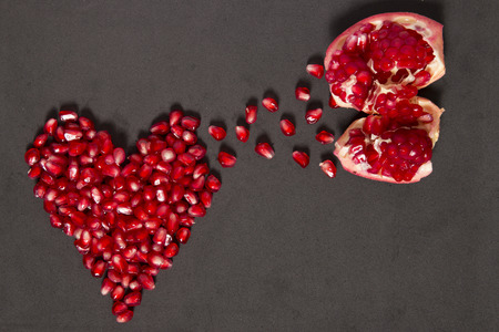 pomegranate and heart shapeの写真素材