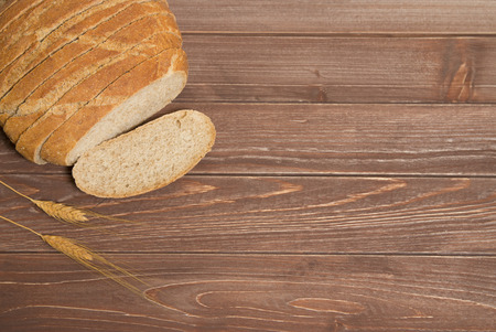 bread background and wheat spikeの写真素材