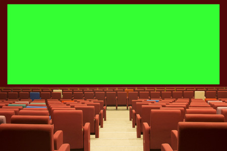 green cinema screen and red seatの写真素材