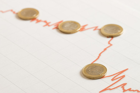 one euro coin on the finance curve