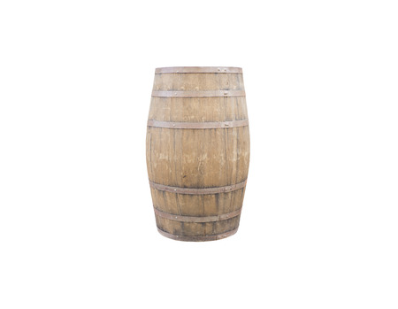 isolated old wooden barrel on white background