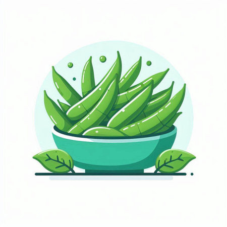 Green aloe vera plant in a bowl. Vector illustration.のイラスト素材