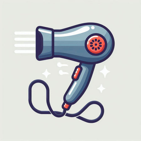 Hair dryer icon. Vector illustration in a flat style.のイラスト素材