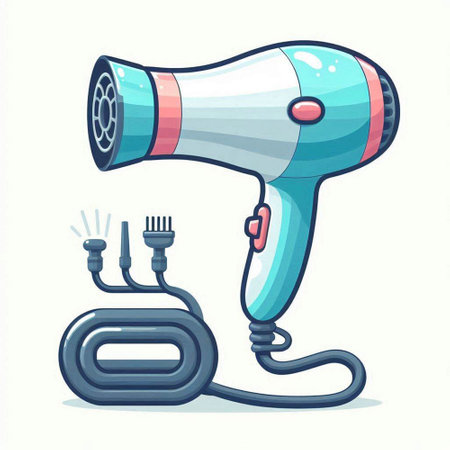 Hair dryer isolated on white background. Vector cartoon illustration.のイラスト素材