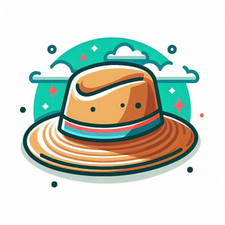 Cute summer hat icon. Vector illustration isolated on white background.のイラスト素材