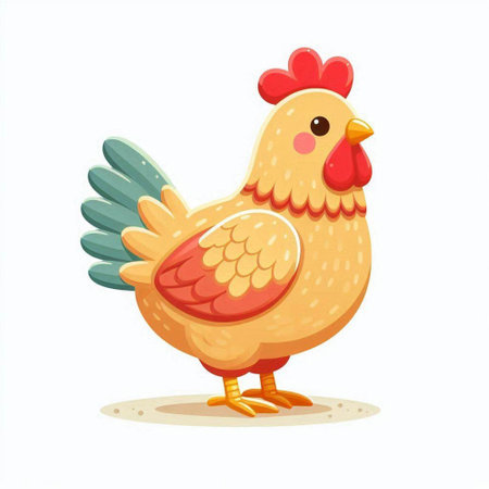 Cute cartoon chicken isolated on a white background. Vector illustration.のイラスト素材