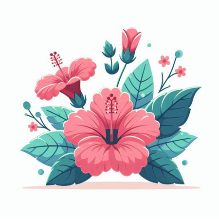 Hibiscus flower vector illustration. Floral design element.のイラスト素材