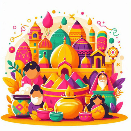 Happy Diwali festival of India. Colorful vector illustration.のイラスト素材