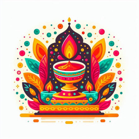 Indian festival Diwali, Diwali greeting card, vector illustrationのイラスト素材