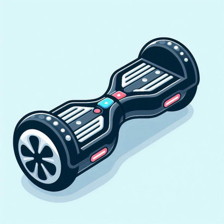 Modern self-balancing electric scooter isolated on blue background.のイラスト素材