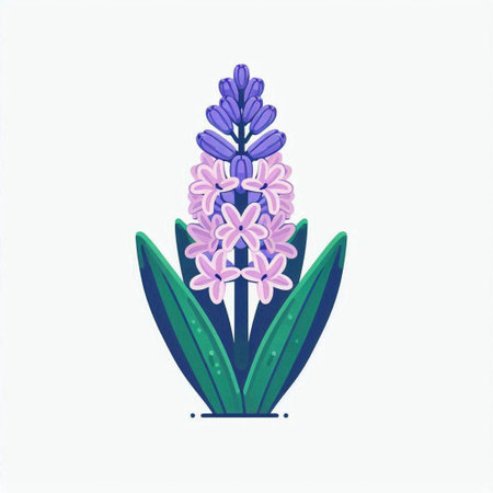 Hyacinth. Vector illustration in flat style. Isolated on white background.のイラスト素材