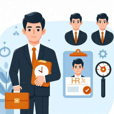Businessman character in flat style. Vector illustration for web design.のイラスト素材