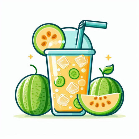 Watermelon smoothie with slices of melon. Vector illustration.のイラスト素材