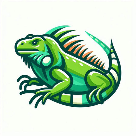 Vector illustration of green iguana. Isolated on white background.のイラスト素材