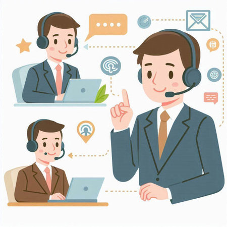 Call center agent and customer service staff, vector illustration eps10のイラスト素材