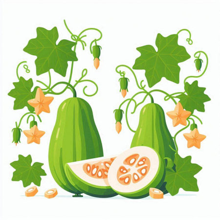 Papaya fruit vector illustration. Cucurbita maxima.のイラスト素材