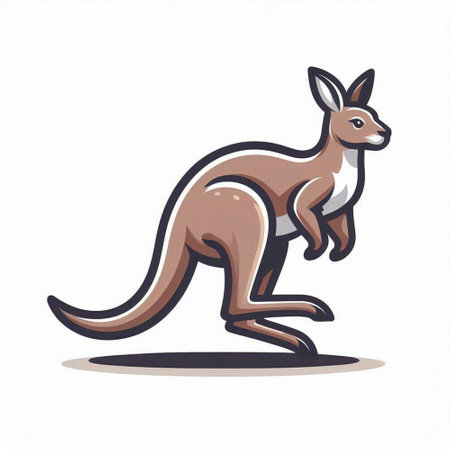 Kangaroo isolated on white background. Cartoon style vector illustration.のイラスト素材