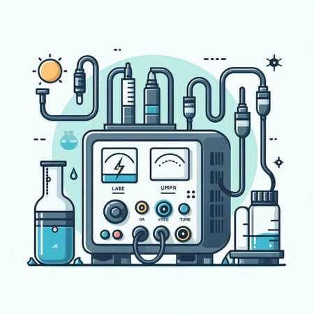 Vector illustration of laboratory equipment for scientific research. Flat line art design for web, site, advertising, banner, poster, board and print.のイラスト素材