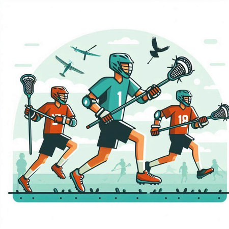 Lacrosse players. Vector illustration of a group of lacrosse players.のイラスト素材