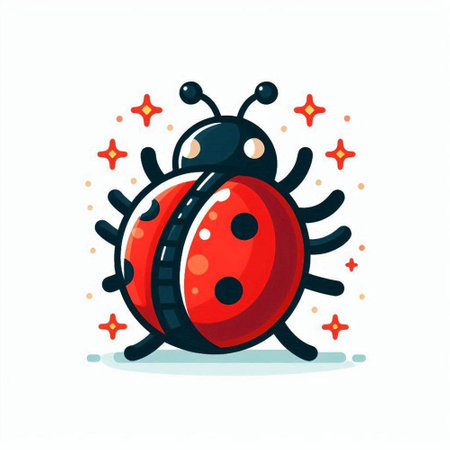 Cute cartoon ladybug isolated on white background. Vector illustration.のイラスト素材