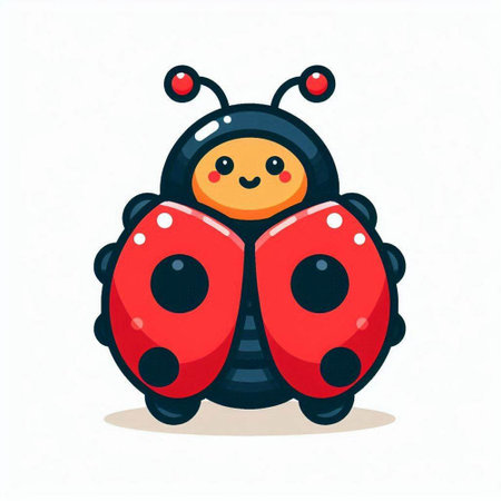 Cute ladybug isolated on white background. Vector cartoon character.のイラスト素材
