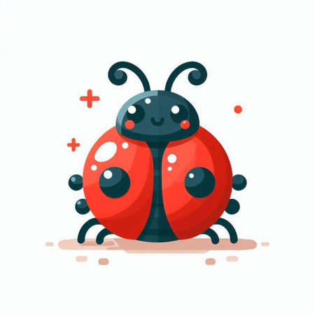 Cute ladybug isolated on white background. Vector cartoon illustration.のイラスト素材