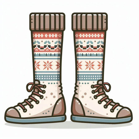 Winter boots with snowflakes on white background. Vector illustration.のイラスト素材