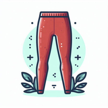 Women's red pants. Vector illustration in doodle style.のイラスト素材
