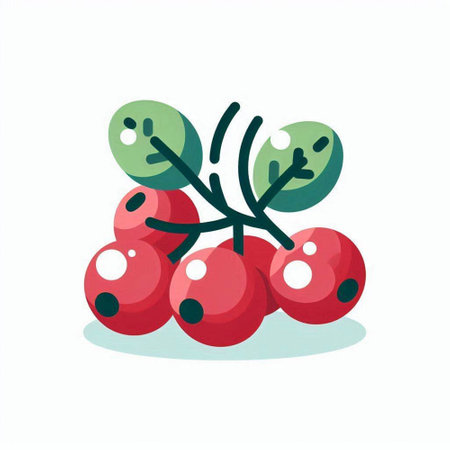 Cute red berries isolated on white background. Vector flat illustration.のイラスト素材