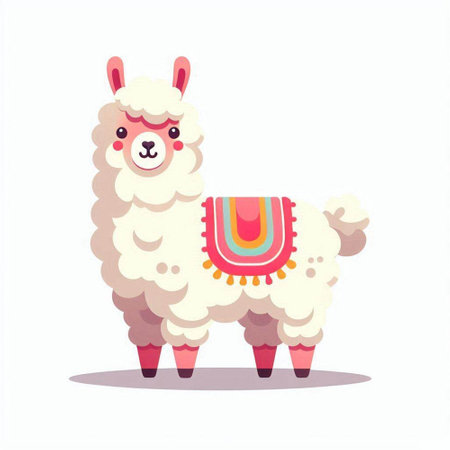 Llama. Cute cartoon alpaca. Vector illustrationのイラスト素材