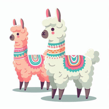Llama. Cute cartoon alpaca. Vector illustrationのイラスト素材