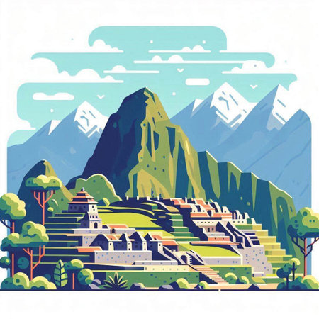 Landscape of the ancient city. Vector illustration in flat style.のイラスト素材