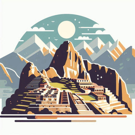 Illustration of the famous pyramids of Cusco in Peruのイラスト素材