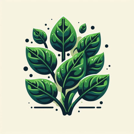 green leaves on a light background. Vector illustration in flat style.のイラスト素材