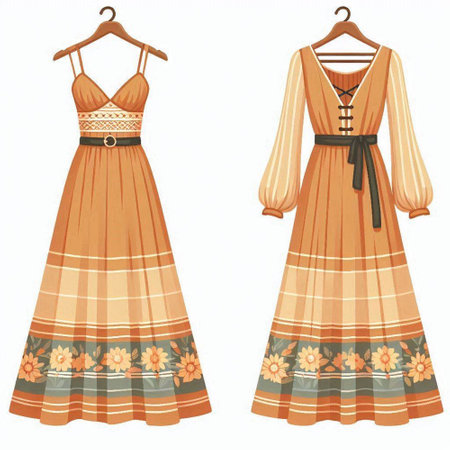 Fashionable women's dress on a hanger. Vector illustrationのイラスト素材