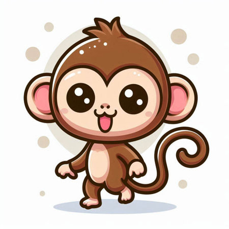 Cute cartoon monkey. Vector illustration isolated on a white background.のイラスト素材