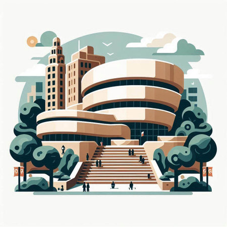 Modern building in the city. Vector illustration in flat design style.のイラスト素材