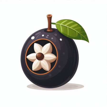 Sapodilla fruit with leaf isolated on white background. Vector illustration.のイラスト素材