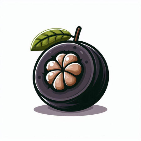 mangosteen fruit on a white background. vector illustration.のイラスト素材