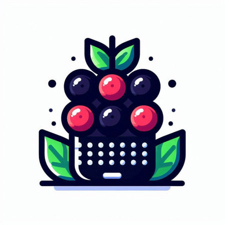 Black currant in a basket. Vector illustration in flat style.のイラスト素材