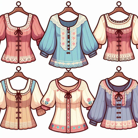 Illustration of a set of women's clothing on a white backgroundのイラスト素材