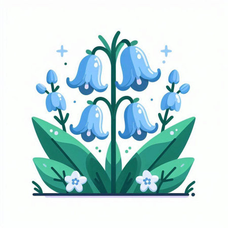 Flowering bluebell. Vector illustration isolated on white background.のイラスト素材