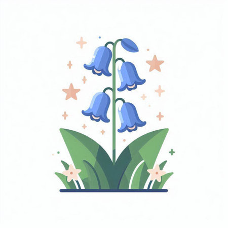 Bluebells. Vector illustration in flat style on white background.のイラスト素材