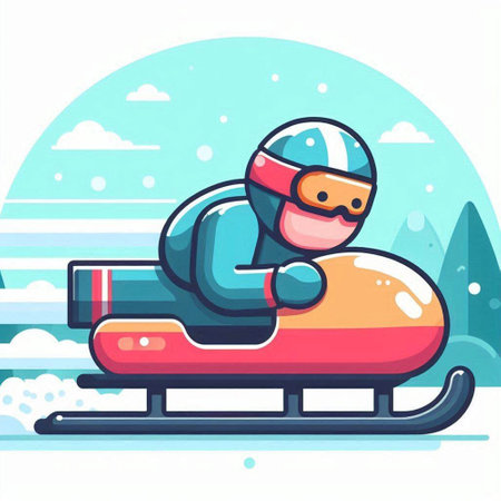Cartoon snowboarder. Winter sports. Vector illustration in a flat style.のイラスト素材