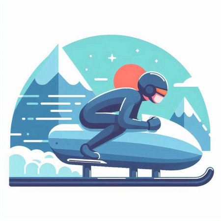 Snowboarder riding a snowmobile. Vector illustration in flat styleのイラスト素材
