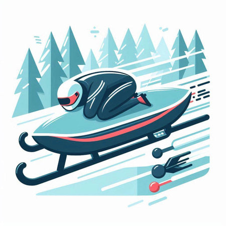 Snowmobile with helmet. Winter sport. Vector illustration in cartoon style.のイラスト素材